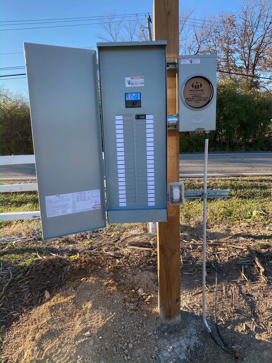 New electrical service and meter installed on a property